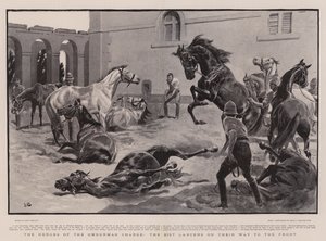 Os heróis da carga de Omdurman, os 21º lanceiros em seu caminho para a frente