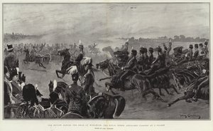 A revisão diante do xá em Woolwich, a artilharia de cavalo real passando em um galope