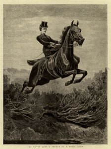 O salto de água, um esboço em um show de cavalo