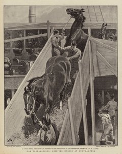 Preparativos de guerra, envio de cavalos em Southampton