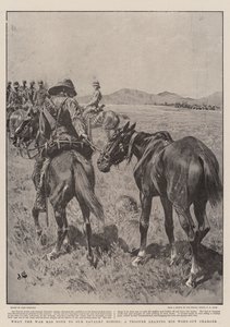 O que a guerra fez aos nossos cavalos de cavalaria, um soldado conduzindo seu carregador desgastado