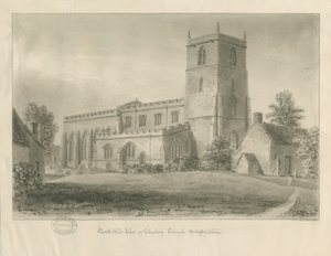 Igreja Checkley: desenho sépia de John Chessell Buckler