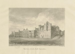Dudley Castle - Court Yard: desenho sépia, 1820 de John Chessell Buckler