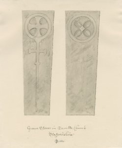 Igreja Enville - Gravestones: desenho sépia de John Chessell Buckler