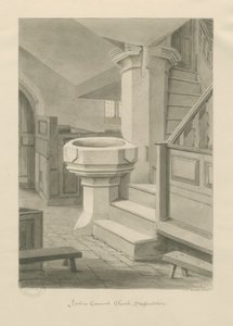 Fonte na Igreja de Cannock: desenho em sépia, 1841