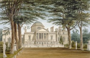 Vista frontal da Chiswick House, Chiswick, Hounslow, Londres, 1822