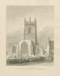 Igreja Gnosall: desenho sépia de John Chessell Buckler
