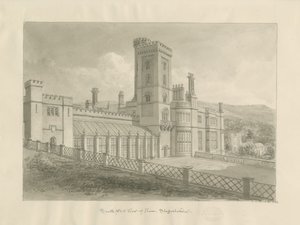 Ilam Hall: desenho sépia de John Chessell Buckler