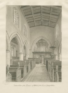 Interior da Igreja de Blithfield: desenho em sépia, 1824 de John Chessell Buckler
