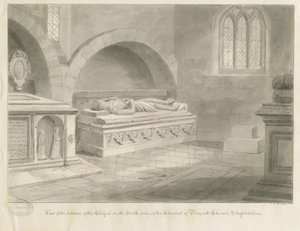 Interior de Draycott na Igreja dos Mouros: desenho em sépia, 1841 de John Chessell Buckler