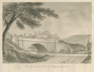 Kingsley - Ponte em Froghall: desenho sépia, 1841 de John Chessell Buckler