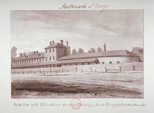 Vista norte da Philanthropic Society Institution na London Road, Southwark, Londres, 1827 de John Chessell Buckler