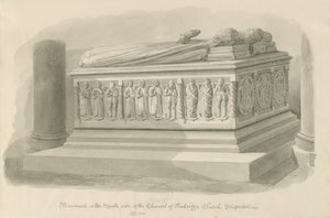 Igreja Penkridge - Túmulo de [Edward Littleton]: desenho sépia de John Chessell Buckler