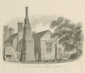 Pillaton Hall - Chapel: desenho em sépia de John Chessell Buckler