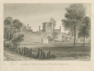 Pillaton Hall: desenho sépia de John Chessell Buckler
