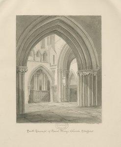 Stafford - Interior da Igreja de Santa Maria: desenho em sépia, 1841 de John Chessell Buckler