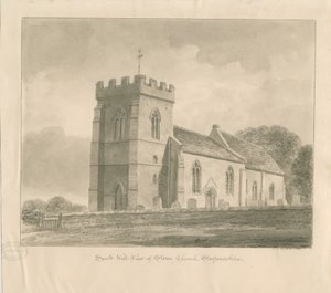 Igreja Stowe: desenho de lavagem sépia de John Chessell Buckler