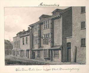 O Three Tuns Public House na Jacob Street, Bermondsey de John Chessell Buckler