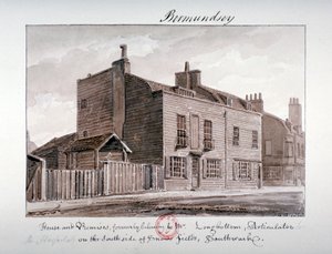 Vista das casas no lado sul de Snowsfields, Bermondsey, Londres, 1828 de John Chessell Buckler