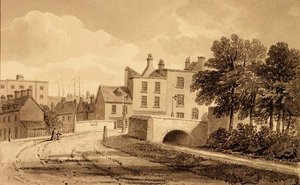 Vista da ponte Mill Pond Bridge, Bermondsey de John Chessell Buckler