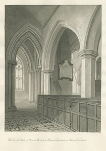 Worcestershire - Droitwich - Igreja de Santo André Interior: desenho sépia de John Chessell Buckler