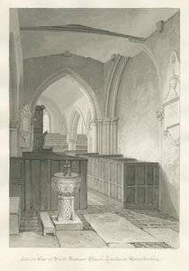 Worcestershire - Droitwich - Interior da igreja de Saint Andrew: desenho em sépia, 1833 de John Chessell Buckler
