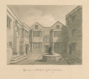 Yorkshire - Castelo de Skipton: desenho em sépia de John Chessell Buckler