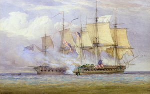 O momento da vitória entre HMS &39;Shannon&39; e o navio americano &39;Chesapeake&39; em 1 de junho de 1813, 1857