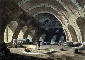 a troca de milho em Paris, gravura, início do século XIX