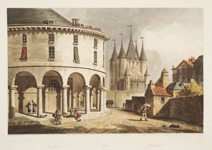 O templo, ilustração de Versalhes, Paris e Saint Denis, pub. 1805 (aquatinta) de John Claude Nattes