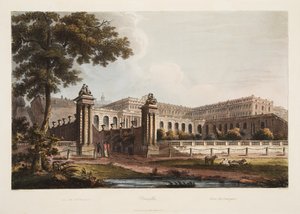 Versalhes de Orangerie, ilustração de Versalhes, Paris e Saint Denis, pub. 1805 (aquatinta) de John Claude Nattes