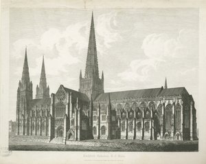 Catedral de Lichfield - Vista Sudeste: gravura, nd [c 1823] (imprimir) de John Coney