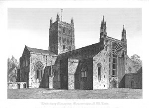 Monastério de Tewkesbury, Gloucestershire, NW View, início do século XIX. de John Coney