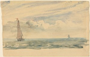 Uma paisagem marítima com dois veleiros de John Constable