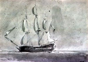 Um navio sob vela de John Constable