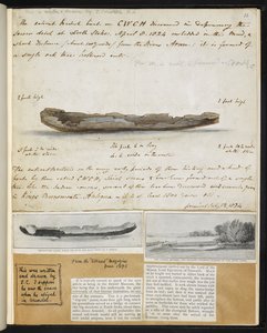 Antiguidades: Desenho de uma antiga canoa britânica descoberta (1824) em North Stoke de John Constable