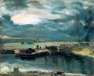 Barcaças no Stour, com a Igreja de Dedham à distância, 1811 de John Constable
