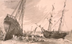 Brighton cena costeira com dois navios em primeiro plano, 30 de maio de 1828 de John Constable