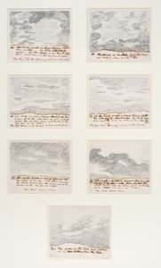 Estudos de nuvens (segundo "Engravings of Skies" de Alexander Cozens), c.1822-23 (grafite sobre papel) de John Constable