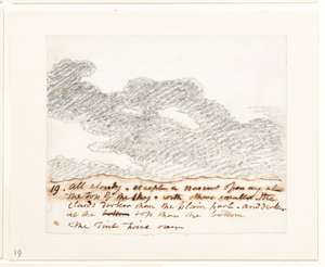 Estudo de nuvens (segundo "Engravings of Skies" de Alexander Cozens), c.1822-23 (grafite sobre papel) de John Constable