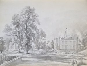 Coleorton Hall, Leicestershire, casa de Sir George Beaumont (caneta e lavagem) de John Constable