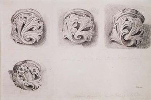 Corbels in Solihull Church, Warwickshire (desenho) de John Constable
