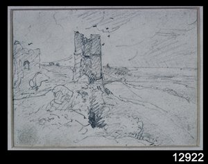 Casas de campo em um banco alto, 1834 de John Constable