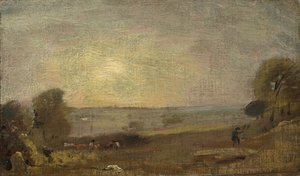 Dedham Vale da estrada para Bergholt leste: pôr do sol, 1810 de John Constable