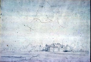 Casa com uma fileira de árvores (lápis) de John Constable