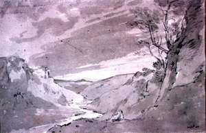 Na Pomba perto de Buxton, 1801 (lápis e sépia) de John Constable
