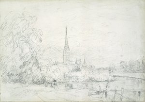 Catedral de Salisbury do Noroeste, 1829 (grafite sobre papel) de John Constable