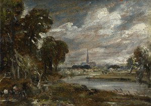 Catedral de Salisbury do rio Nadder, c.1829 de John Constable