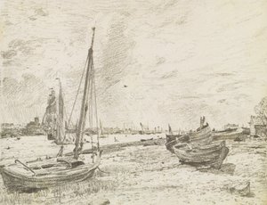 Envio no Tamisa, c.1818 (grafite sobre papel) de John Constable
