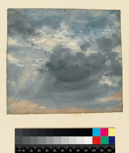 Estudo do céu com um feixe de luz solar, c.1822 (óleo sobre papel) de John Constable